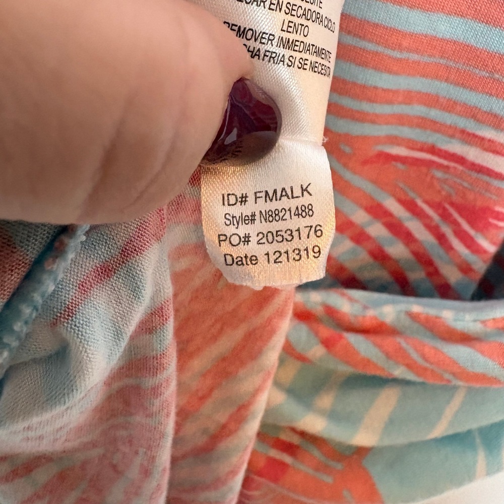 Ellen Tracy Palm Print Nightgown Womens M Blue Coral‎ White Casual Comfy Soft - Picture 4 of 7